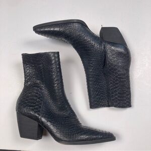 MATISSE Caty Black Snakeskin Embossed Leather Western Ankle Booties